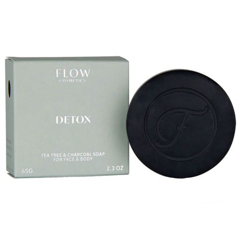 Flow - Detox Tea Tree & Charcoal Soap For Face & Body - 120 gr