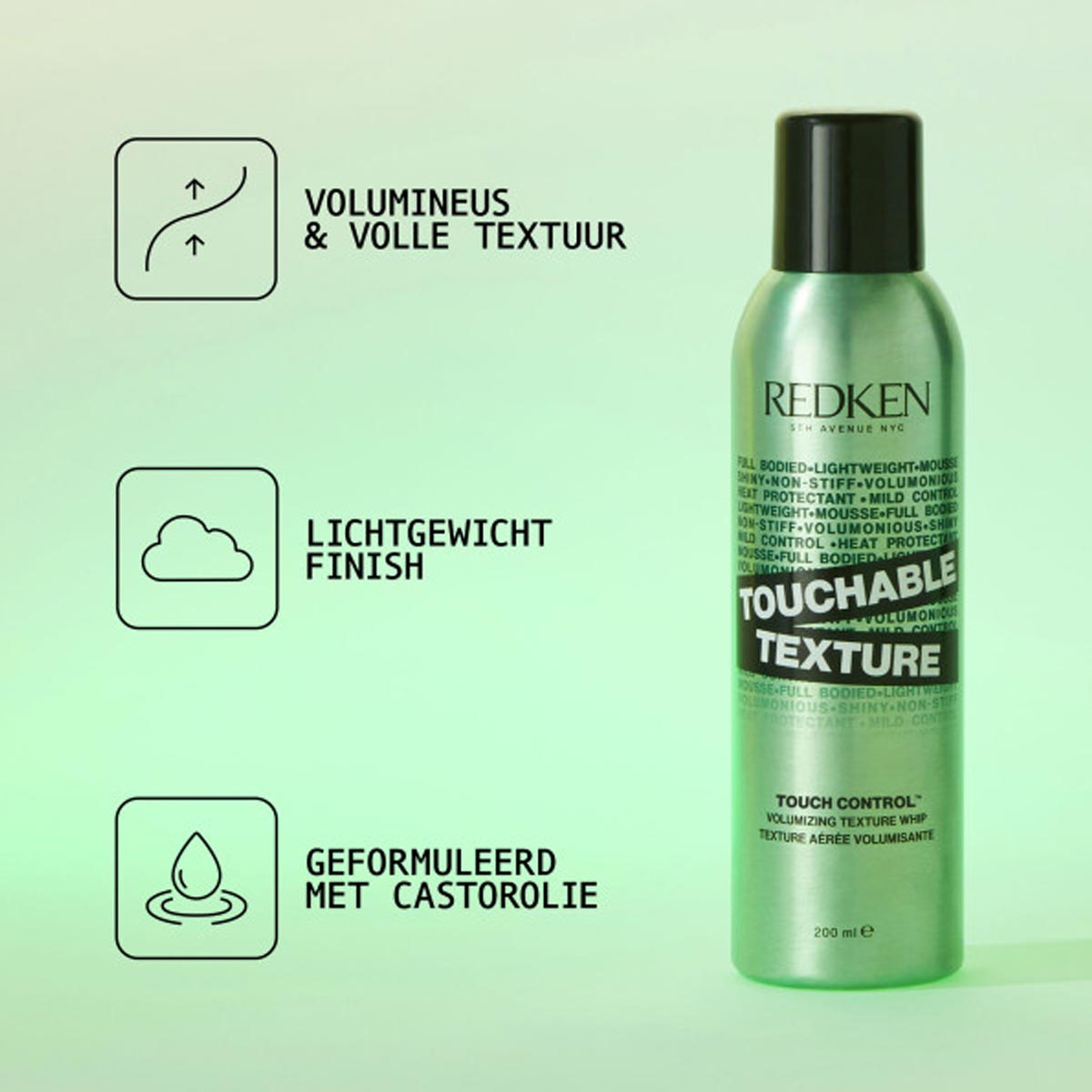 Redken - Volume - Touch Control 05 - Volume Haarmousse - 200 ml, foto 3 van 4
