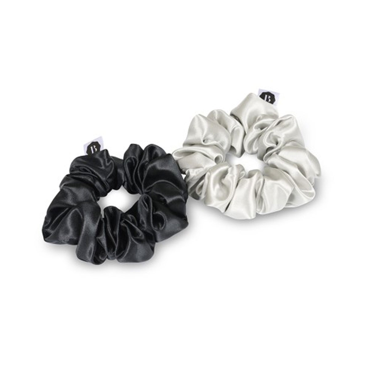 Beauty Pillow - Luxury Silk Scrunchies - Silver & Black