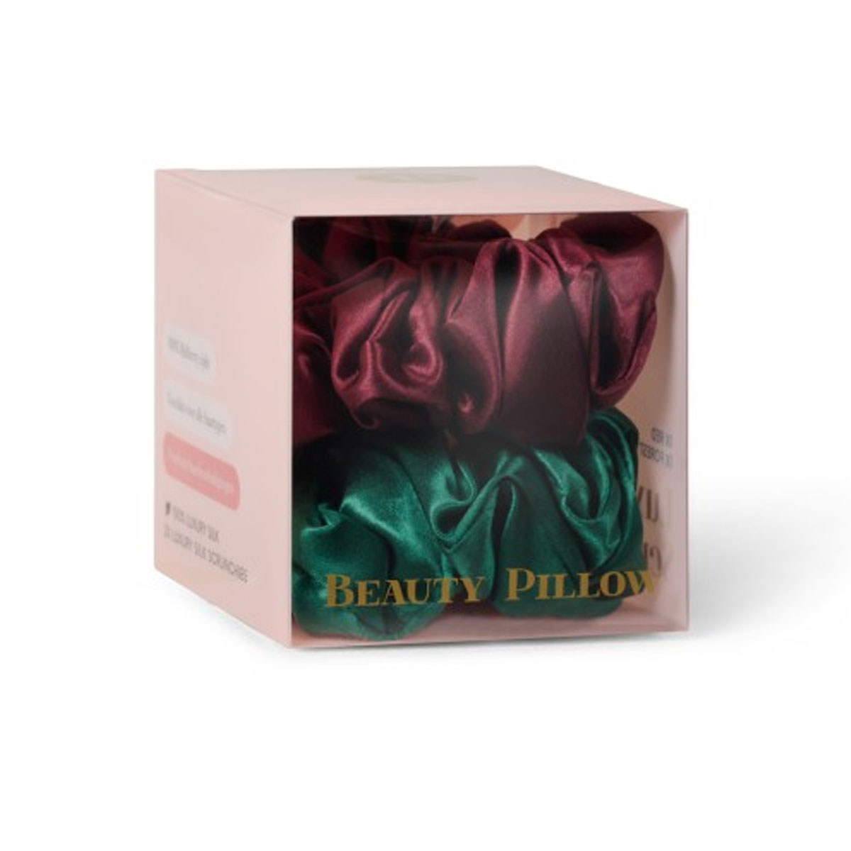 Beauty Pillow - Luxury Silk Scrunchies - Forest Green & Red, foto 2 van 4